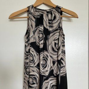 Express Black and White Flowered Tunic Tank